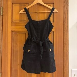 Olivaceous belted black linen romper size medium (fits like a small)